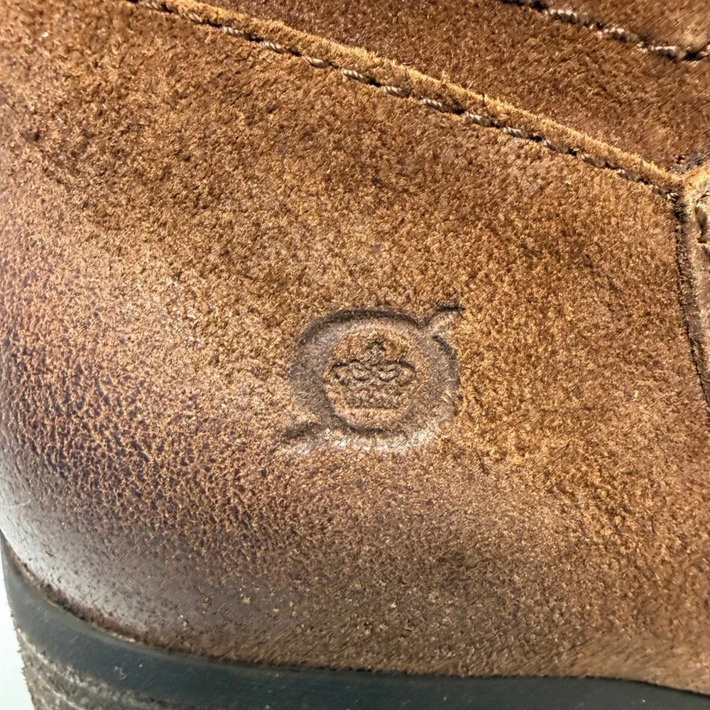 Born Brown Suede Leather Tall Boots Artisan Lace Back Side Zip Women 9.5 M